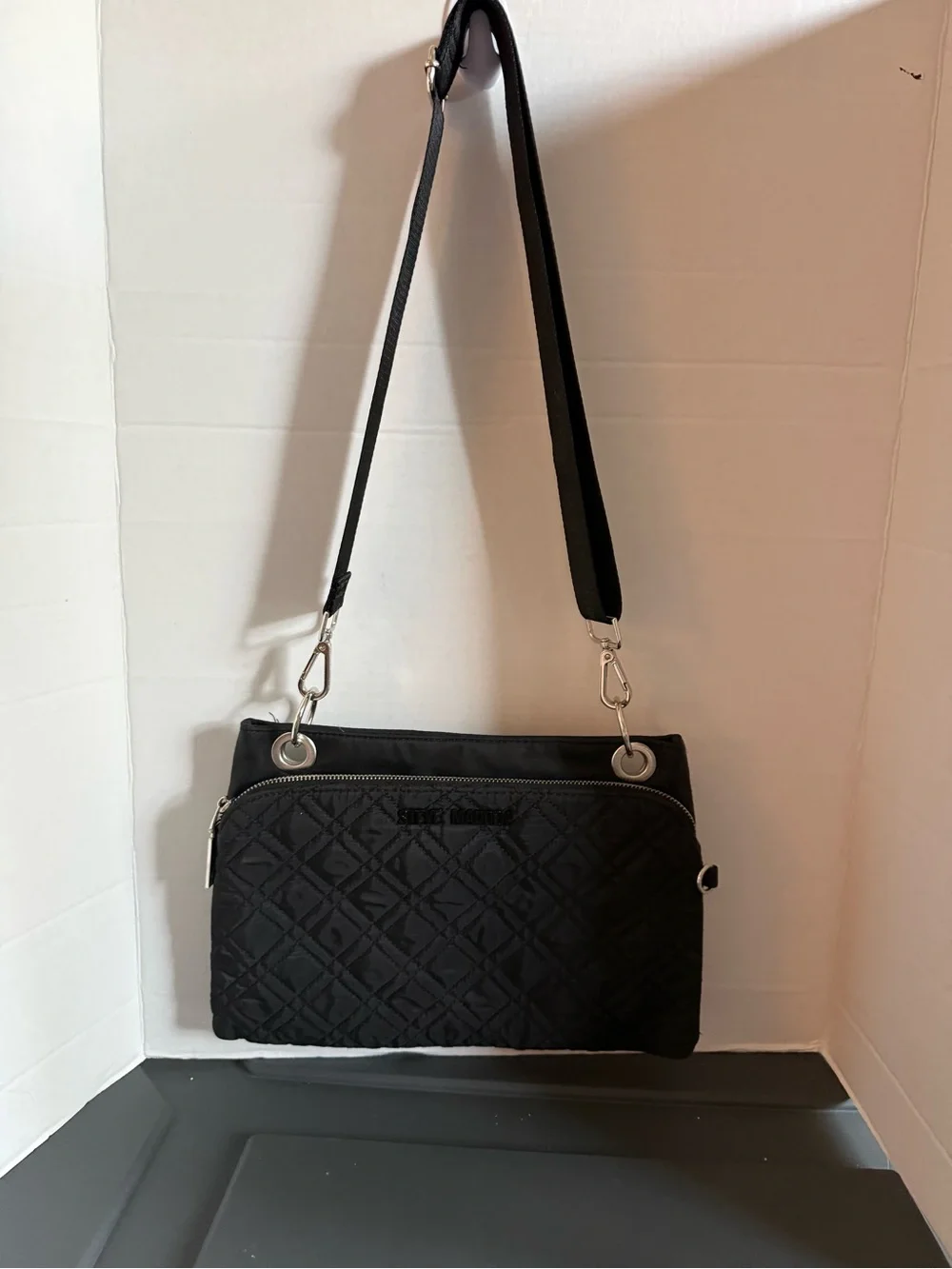 Steve Madden Black Quilted Crossbody Purse